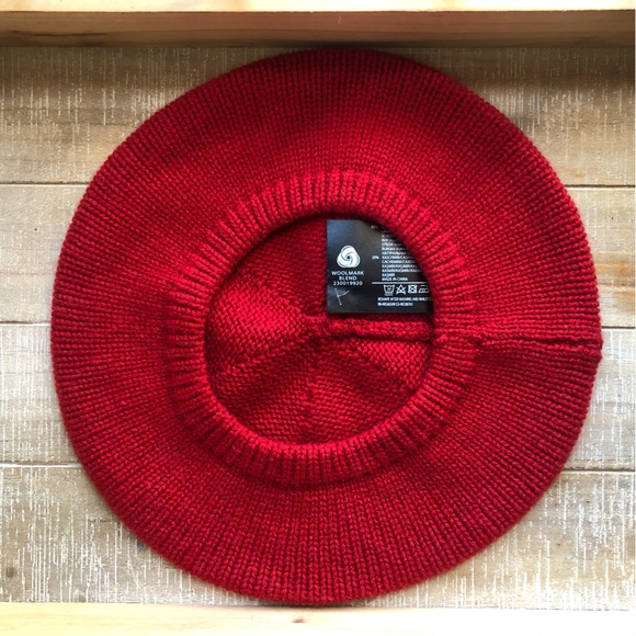 Adagio Virgin Wool and Cashmere Red Knitted Beret - Picture 2 of 3